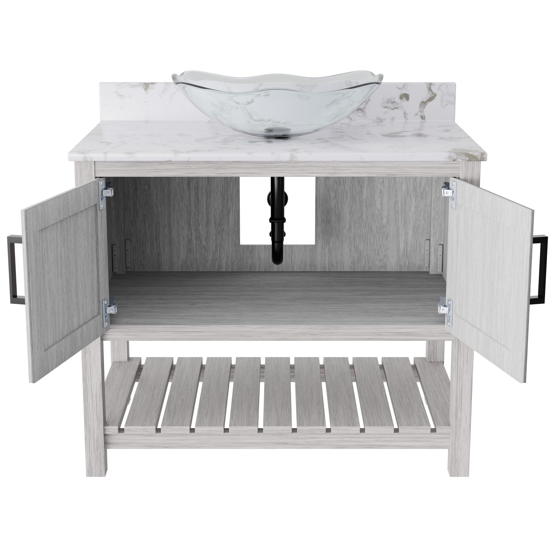 Novatto 36-inch bath vanity with cafe mocha quartz countertop and sink, featuring modern bathroom accessory design.