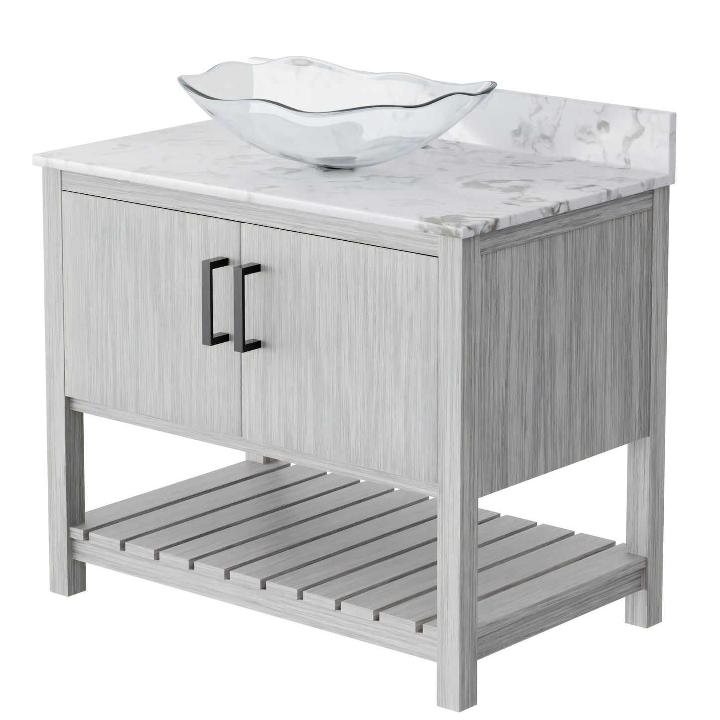 Novatto 36-inch bath vanity with cafe mocha quartz countertop and sink, showcasing its modern bathroom accessory design.