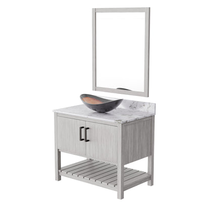 36-inch Novatto bath vanity with cafe mocha quartz countertop and sink, featuring modern design and elegant finish.