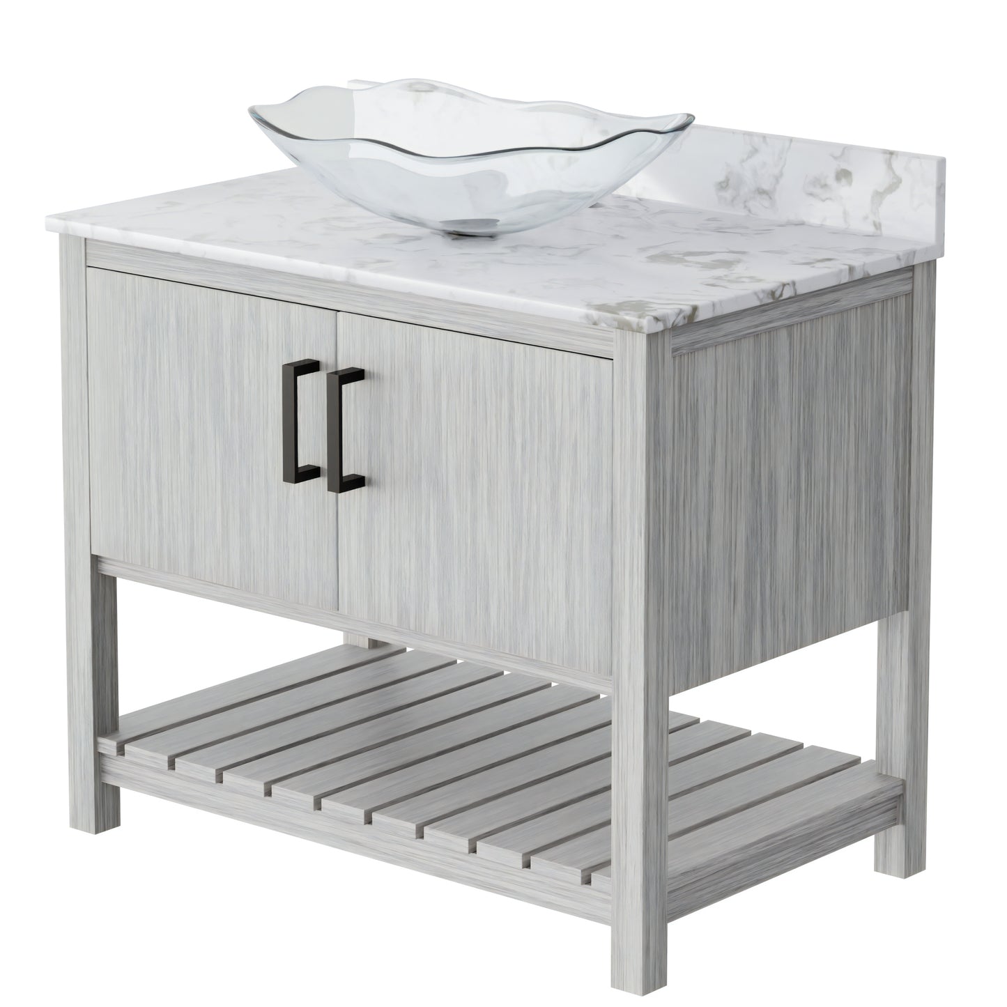 Novatto 36-inch bath vanity with café mocha quartz countertop and sink, showcasing the elegant bathroom accessory.
