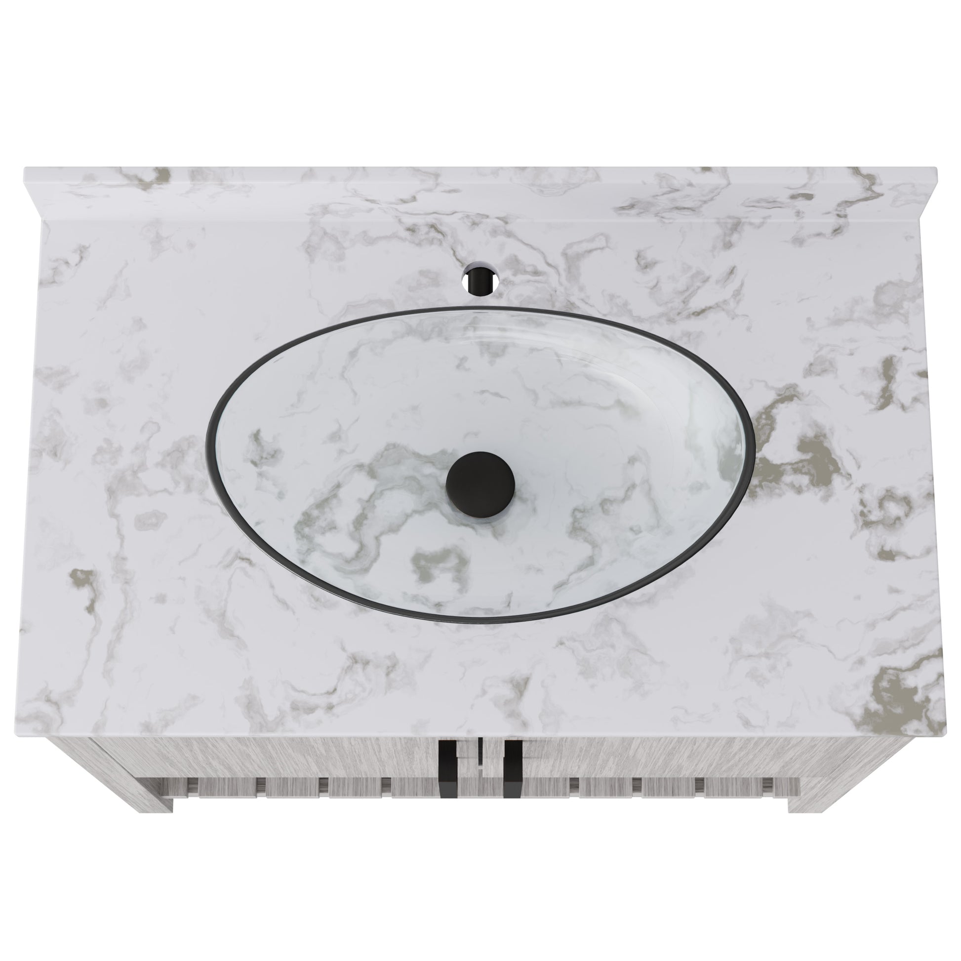 36-inch Novatto bath vanity with cafe mocha quartz countertop and sink, featuring a sleek, modern design and natural wood finish.