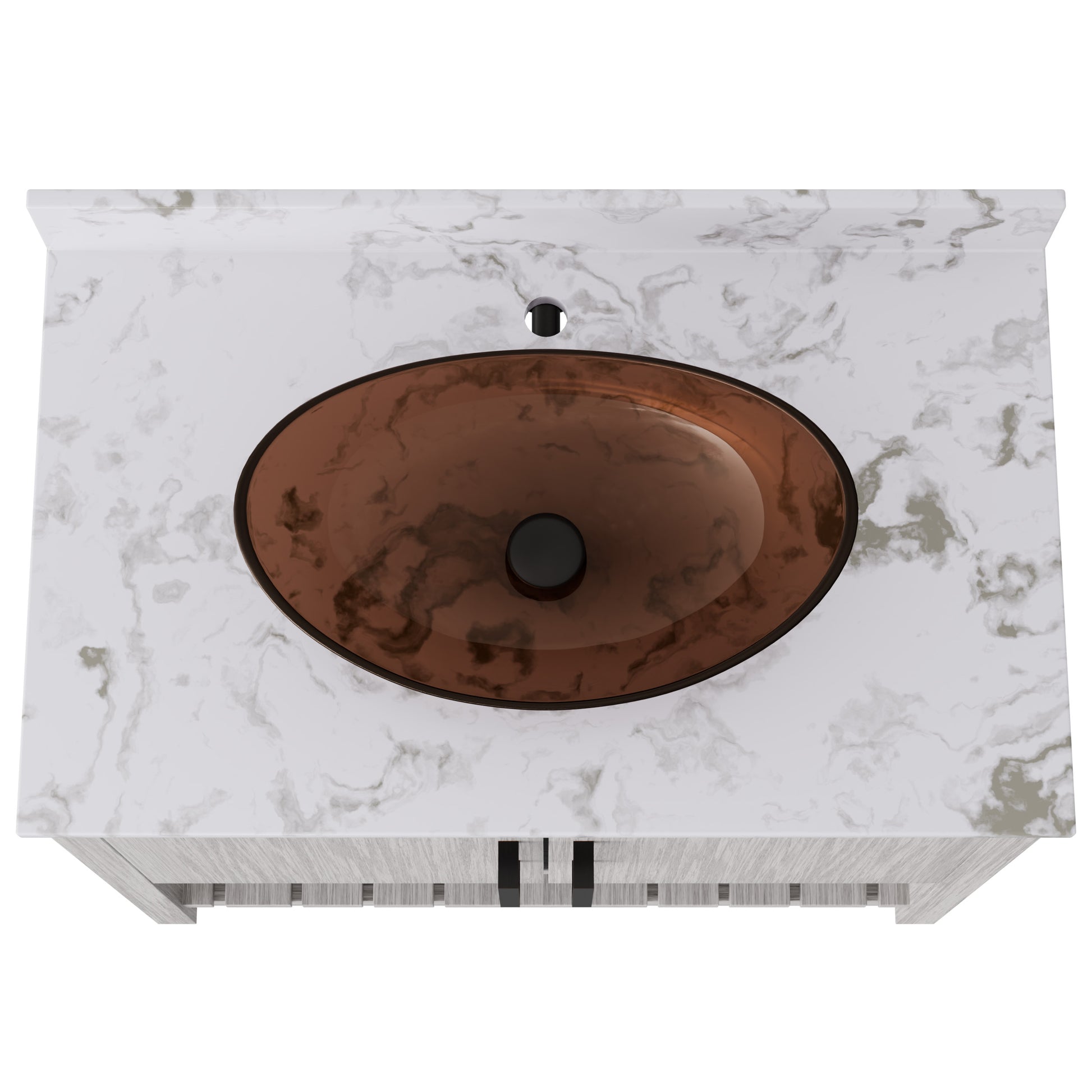 Novatto 36-inch bath vanity with cafe mocha quartz countertop and sink, featuring sleek modern design and warm wood finish.