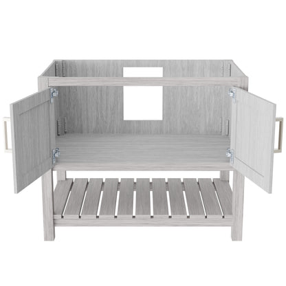 36-inch Storm Grey Bath Vanity by Novatto, featuring sleek design and modern hardware for stylish bathroom decor.