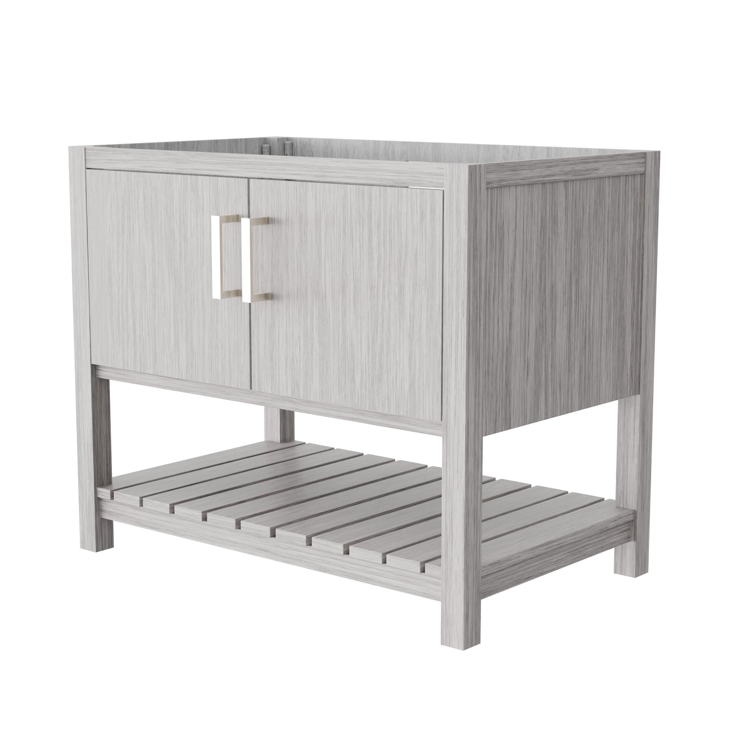 36-inch Storm Grey bath vanity by Novatto with sleek modern design, featuring a spacious countertop and stylish hardware.