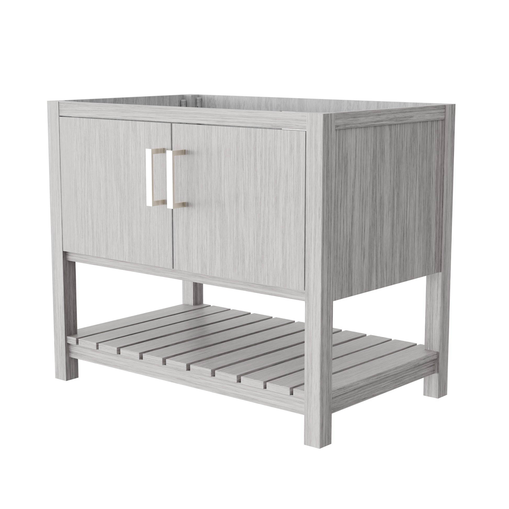 36-inch Storm Grey bath vanity by Novatto with sleek modern design, featuring a spacious countertop and stylish hardware.