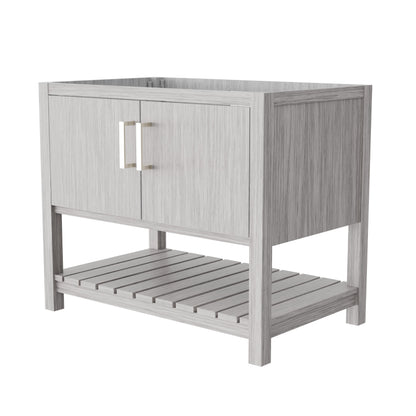 36-inch Storm Grey bath vanity by Novatto with sleek modern design, featuring a spacious countertop and stylish hardware.