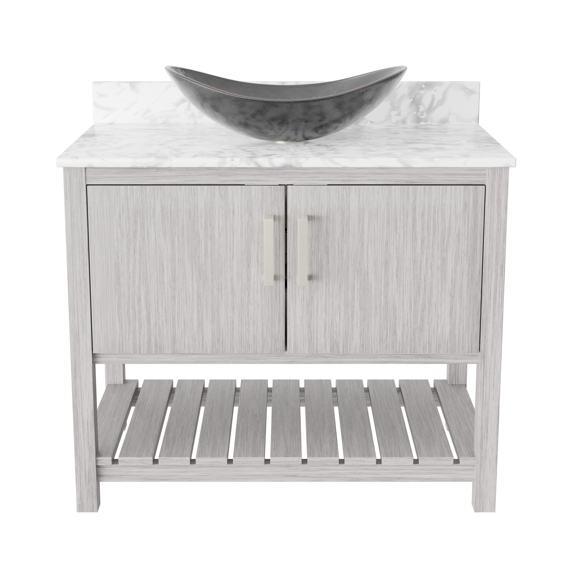 Novatto 36-inch bathroom vanity with Carrara white marble countertop and sink, modern accessory for stylish bathroom decor