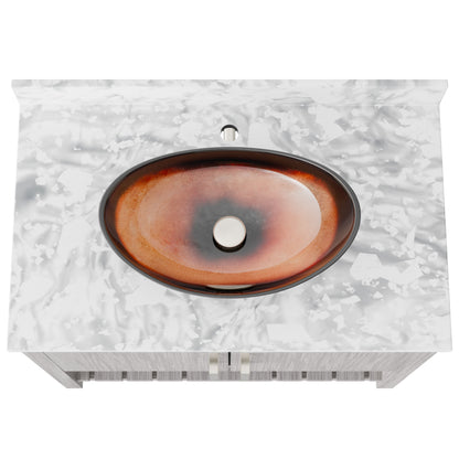 36-inch Novatto bathroom vanity with Carrara white marble countertop and integrated sink, featuring sleek modern design.