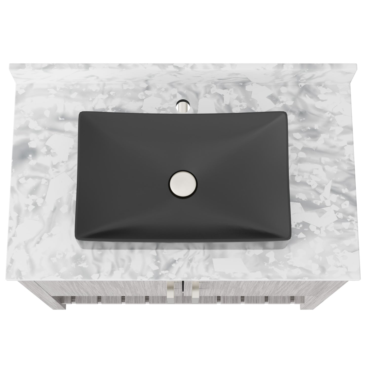 Novatto 36-inch bath vanity with Carrara white marble counter and sink, modern bathroom accessory with sleek design.