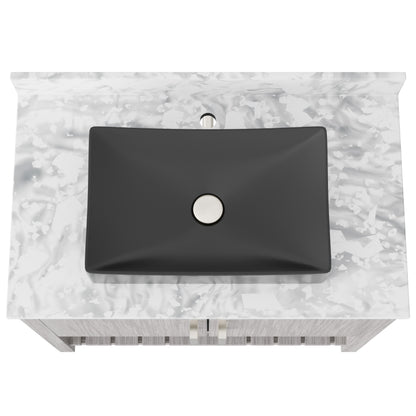 Novatto 36-inch bath vanity with Carrara white marble counter and sink, modern bathroom accessory with sleek design.