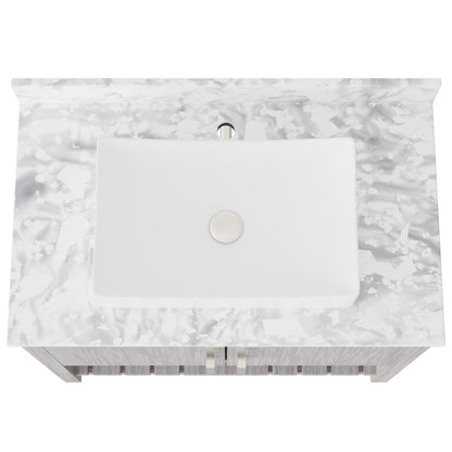 36-inch Novatto bath vanity with Carrara white marble countertop and integrated sink, showcasing elegant bathroom accessory design.