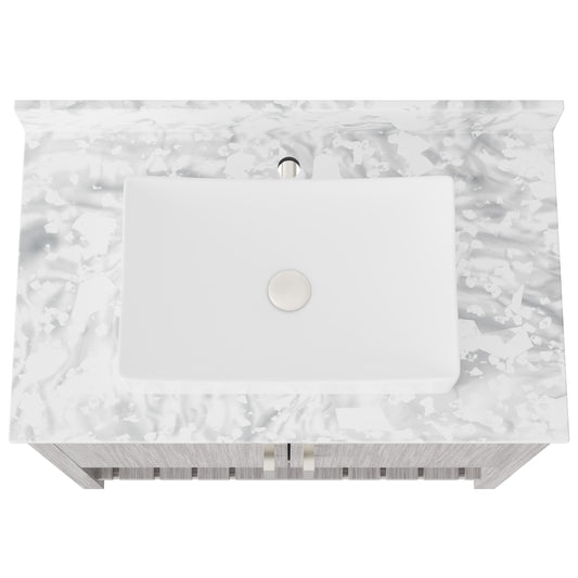 36-inch Bath Vanity with Carrara White Marble Counter and Sink - NOBV-36SG-CAR-1141