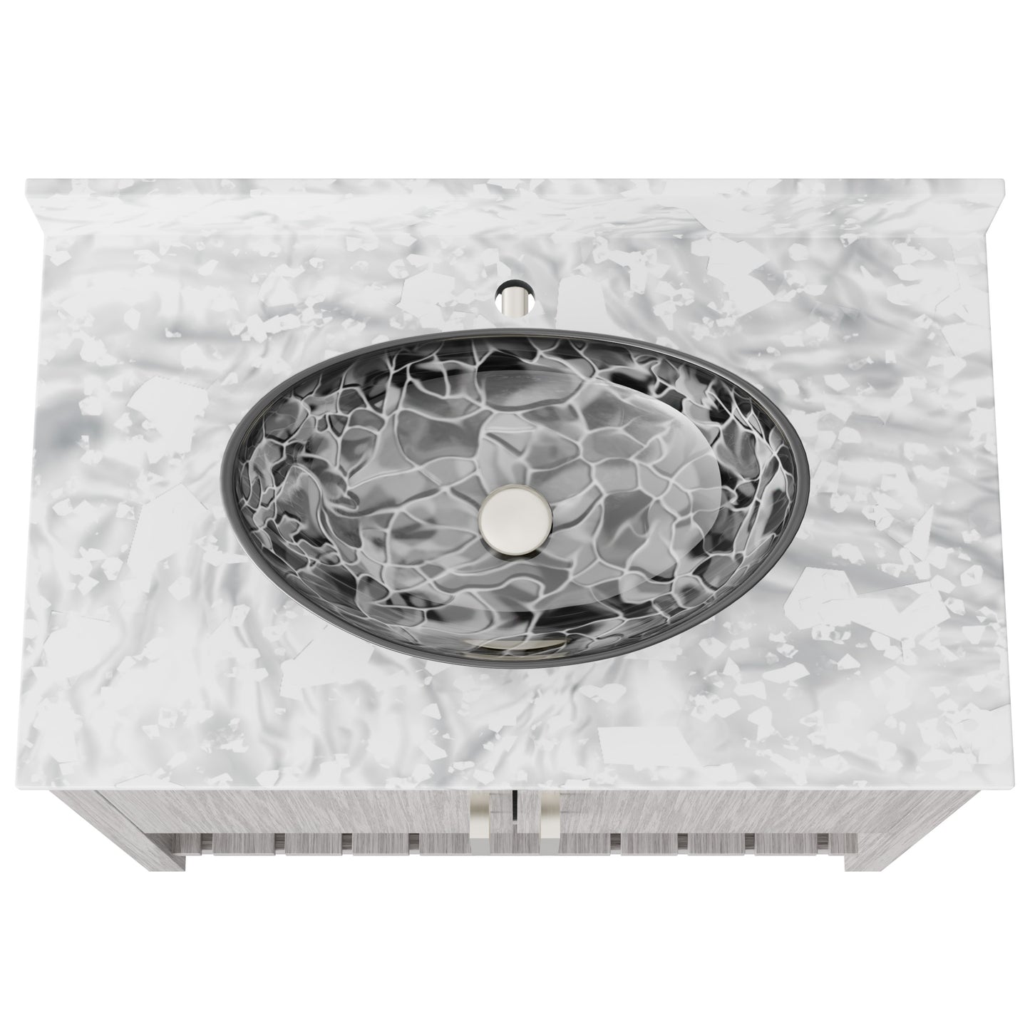 Novatto 36-inch bath vanity with Carrara white marble counter and sink, modern bathroom accessory with sleek design.