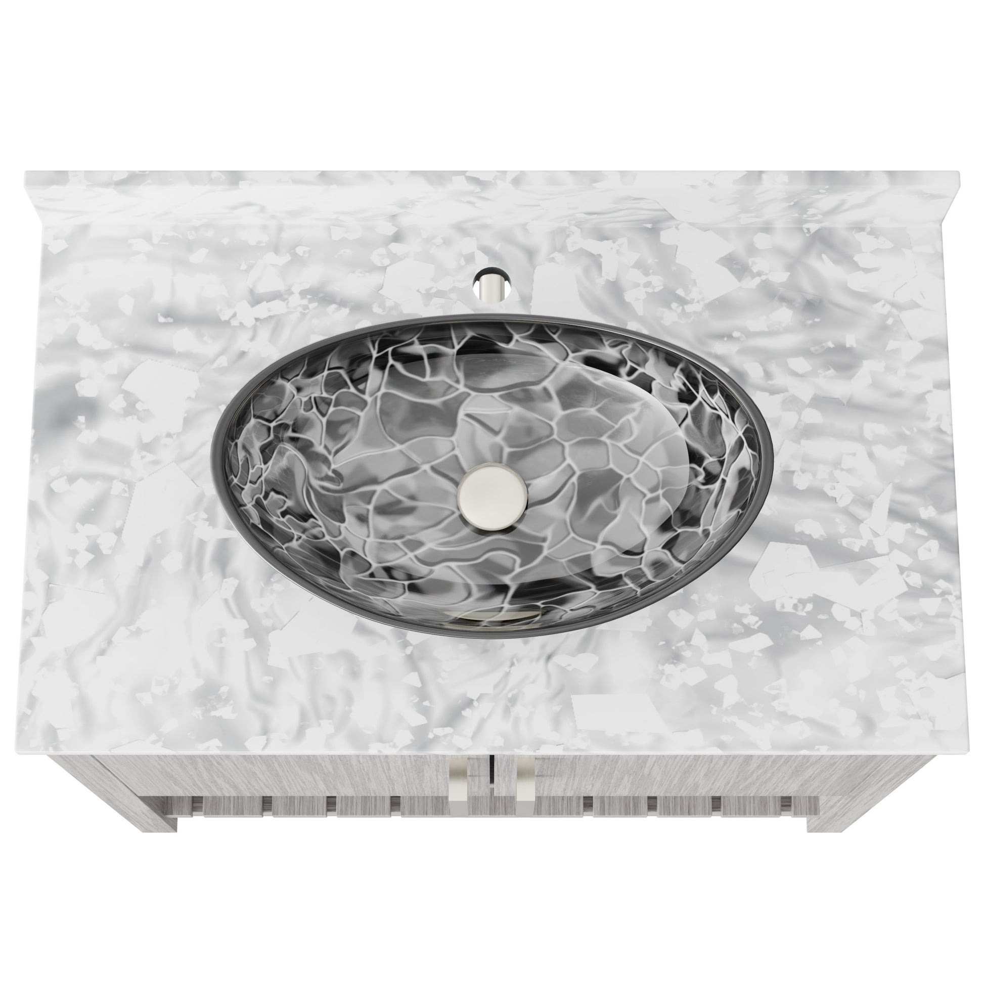 Novatto 36-inch bath vanity with Carrara white marble counter and sink, modern bathroom accessory with sleek design.
