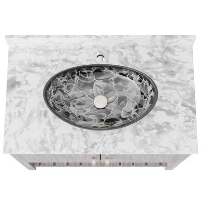 Novatto 36-inch bath vanity with Carrara white marble counter and sink, modern bathroom accessory with sleek design.