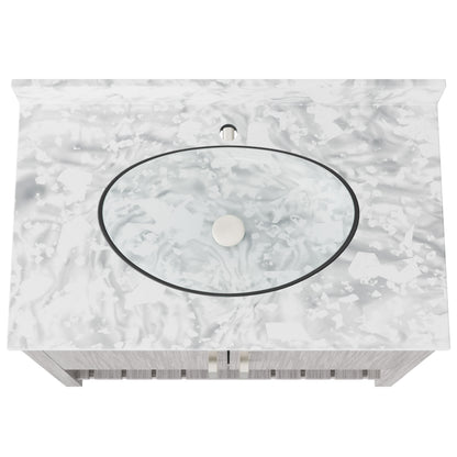 Novatto 36-inch bath vanity with Carrara white marble countertop and sink, showcasing elegant bathroom accessory design