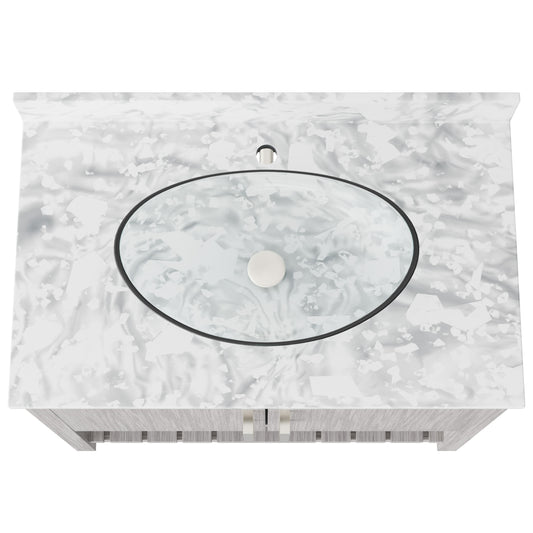 36-inch Bath Vanity with Carrara White Marble Counter and Sink - NOBV-36SG-CAR-324C