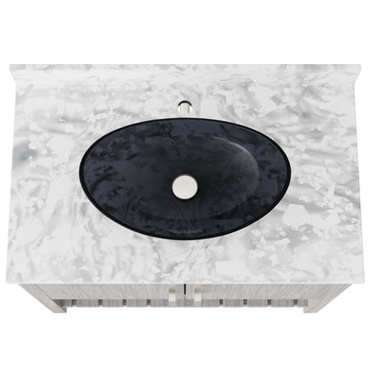 Novatto 36-inch bath vanity with Carrara white marble counter and sink, modern bathroom accessory, sleek and elegant design