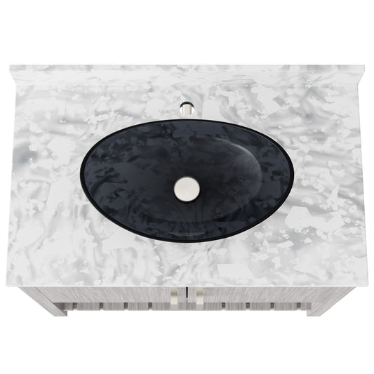 36-inch Bath Vanity with Carrara White Marble Counter and Sink - NOBV-36SG-CAR-324G