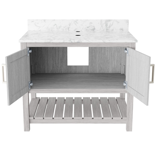 36-inch Vanity with Carrara White Marble Counter NOBV-36SG-CAR