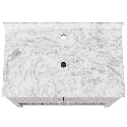 36-inch Novatto vanity with Carrara white marble countertop, showcasing elegant bathroom accessory with modern design