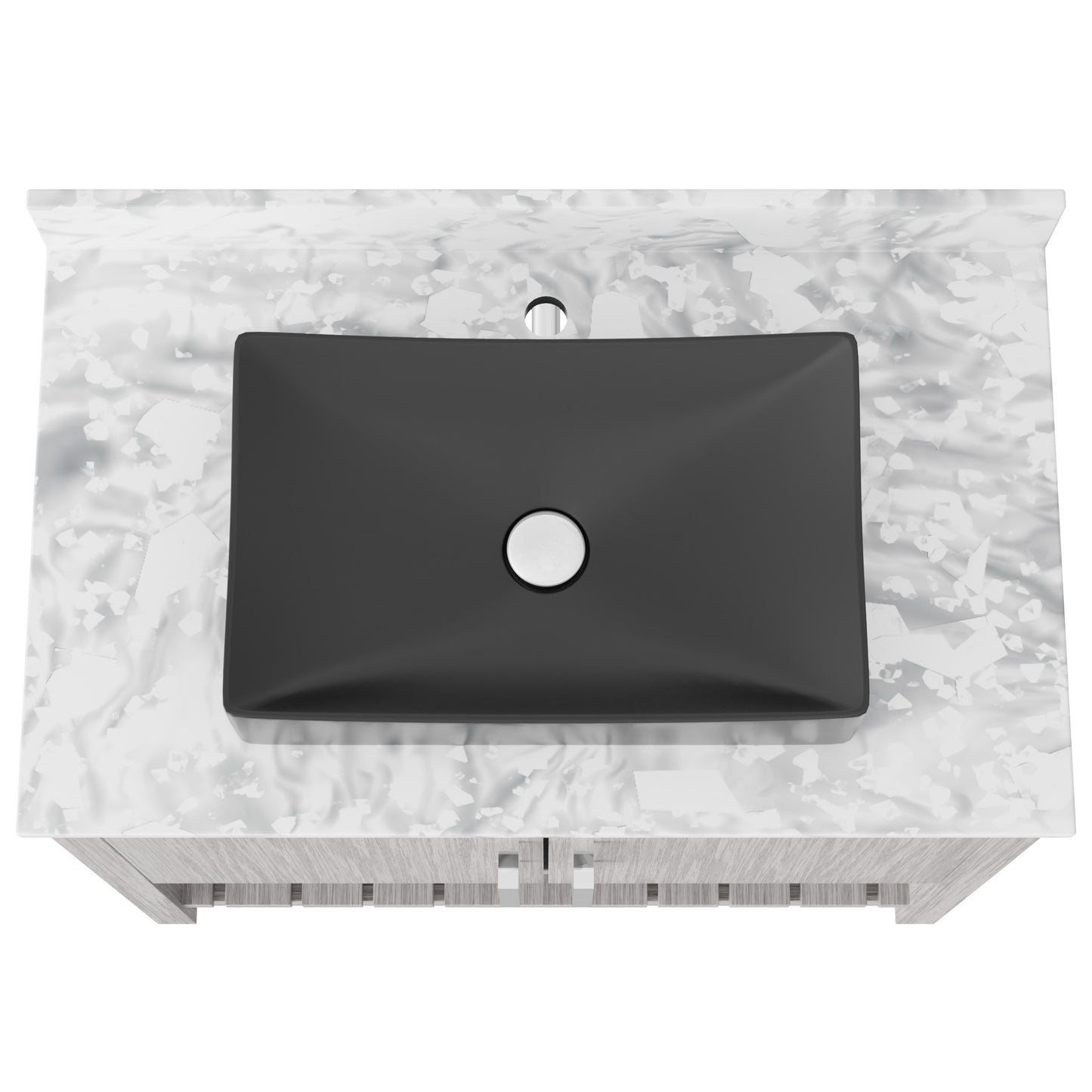 Novatto 36-inch bath vanity with Carrara white marble countertop and integrated sink, showcasing elegant bathroom accessory design.