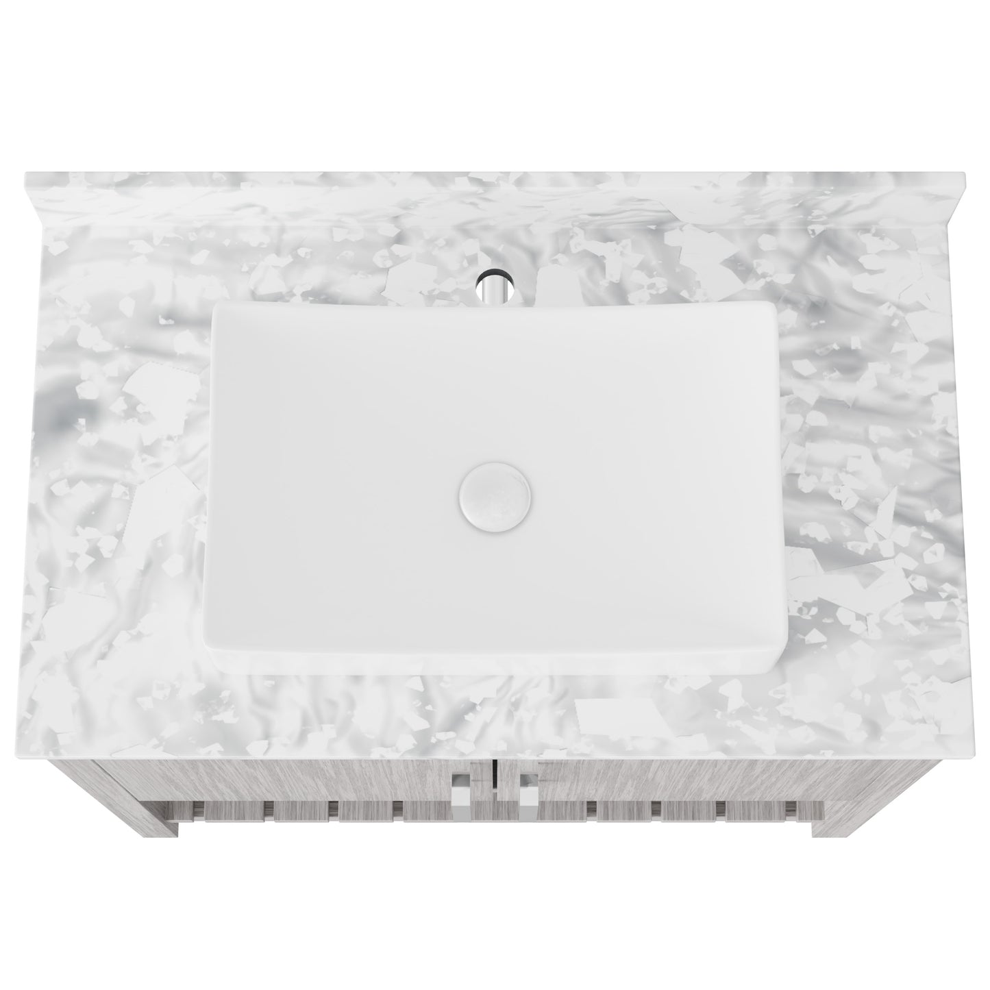 36-inch Novatto bath vanity with Carrara White marble counter and integrated sink, showcasing sleek modern design.