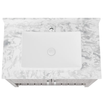 36-inch Novatto bath vanity with Carrara White marble counter and integrated sink, showcasing sleek modern design.