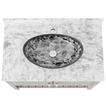36-inch Novatto bathroom vanity with Carrara white marble countertop and integrated sink, modern accessory for stylish bathrooms.