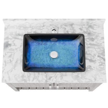 36-inch Novatto bath vanity with Carrara white marble countertop and integrated sink, showcasing sleek bathroom accessory design.