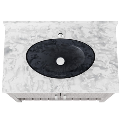 36-inch Novatto bath vanity with Carrara white marble countertop and integrated sink, modern bathroom accessory.