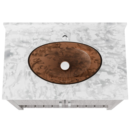 36-inch Novatto bath vanity with Carrara white marble countertop and integrated sink, modern bathroom accessory.