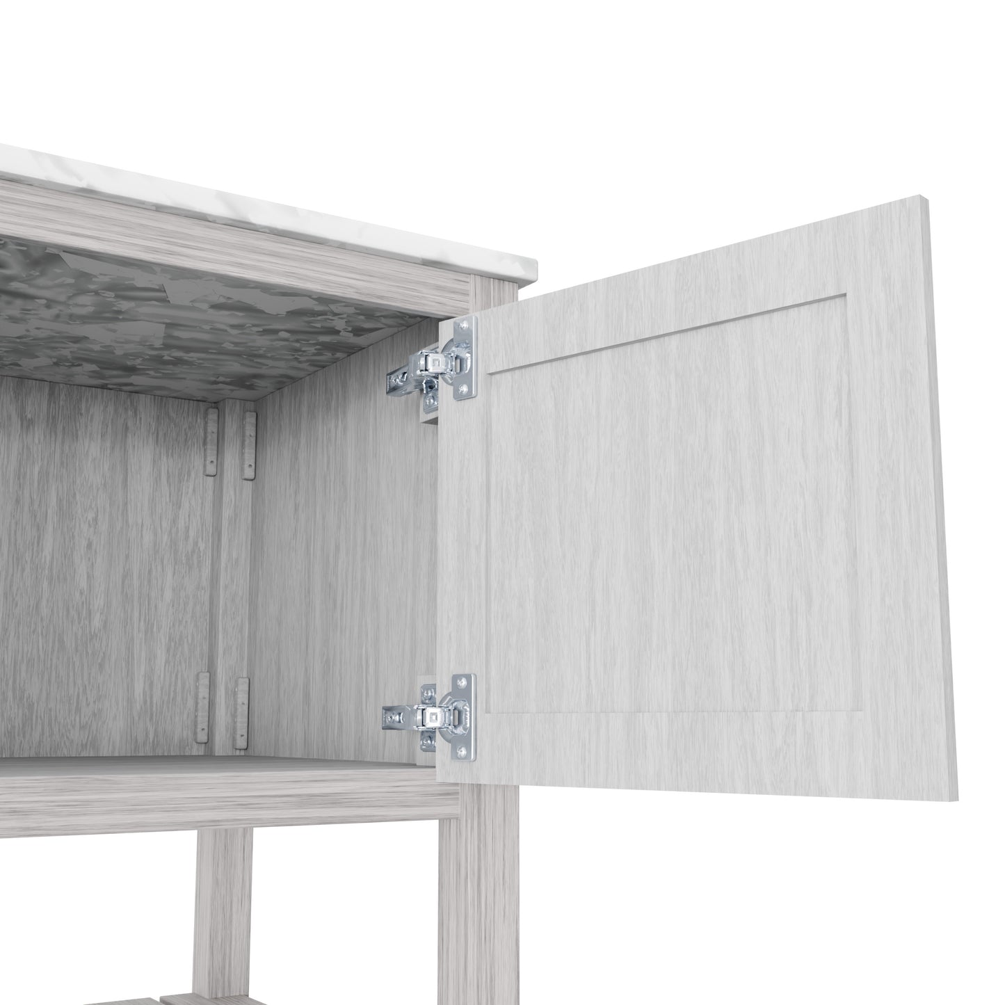 36-inch Novatto vanity with Carrara White marble countertop, featuring sleek design and modern bathroom accessory.
