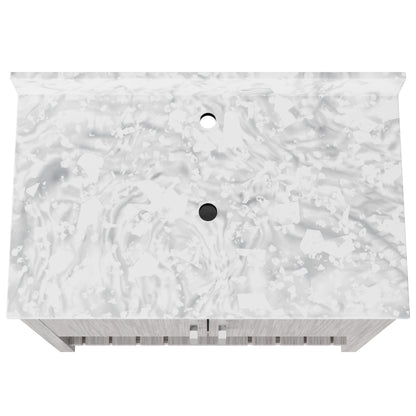 Novatto 36-inch vanity with Carrara white marble countertop, modern bathroom accessory with sleek design and solid build.