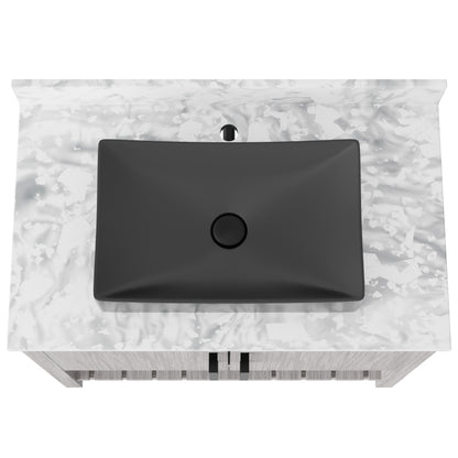 Novatto 36-inch bath vanity with Carrara white marble countertop and integrated sink, modern bathroom accessory.