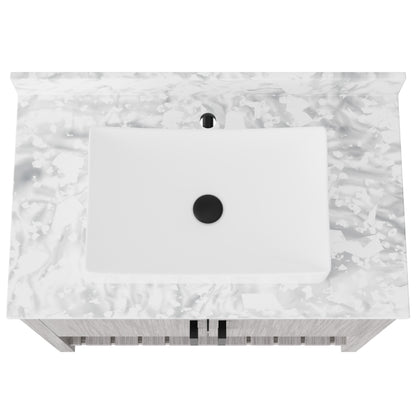 36-inch Novatto bathroom vanity with Carrara white marble countertop and integrated sink, showcasing modern design and craftsmanship.