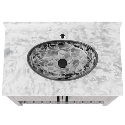 36-inch Novatto bath vanity with Carrara white marble countertop and integrated sink, showcasing elegant bathroom accessory design
