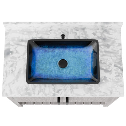 Novatto 36-inch bath vanity with Carrara white marble counter and integrated sink, modern bathroom accessory.