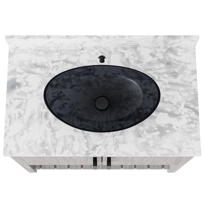 36-inch Novatto bath vanity with Carrara white marble countertop and integrated sink, modern bathroom accessory.