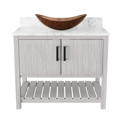 Novatto 36-inch bathroom vanity with Carrara white marble counter and sink, featuring sleek modern design and durable construction.