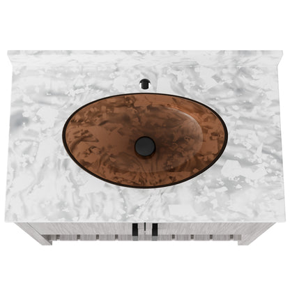 36-inch Novatto bath vanity with Carrara white marble countertop and sink, showcasing sleek bathroom accessory design.
