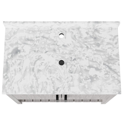 36-inch Novatto vanity with Carrara white marble countertop, showcasing sleek sink and modern bathroom accessory design.