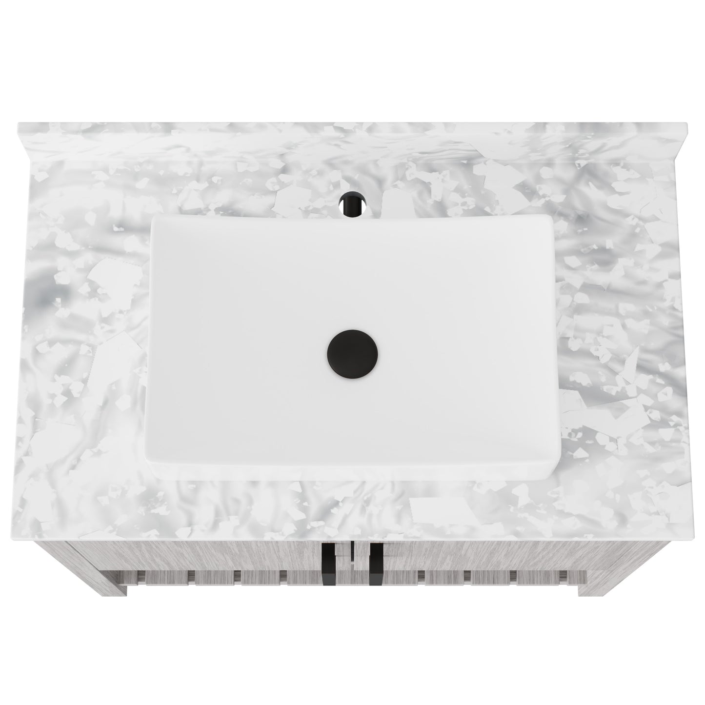 36-inch Novatto bath vanity with Carrara white marble counter and integrated sink, showcasing elegant bathroom accessory design