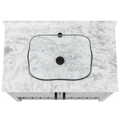 Novatto 36-inch bathroom vanity with Carrara white marble counter and sink, featuring a sleek accessory design.