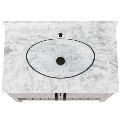Novatto 36-inch bath vanity with Carrara white marble countertop and sink, featuring sleek design and durable accessories.
