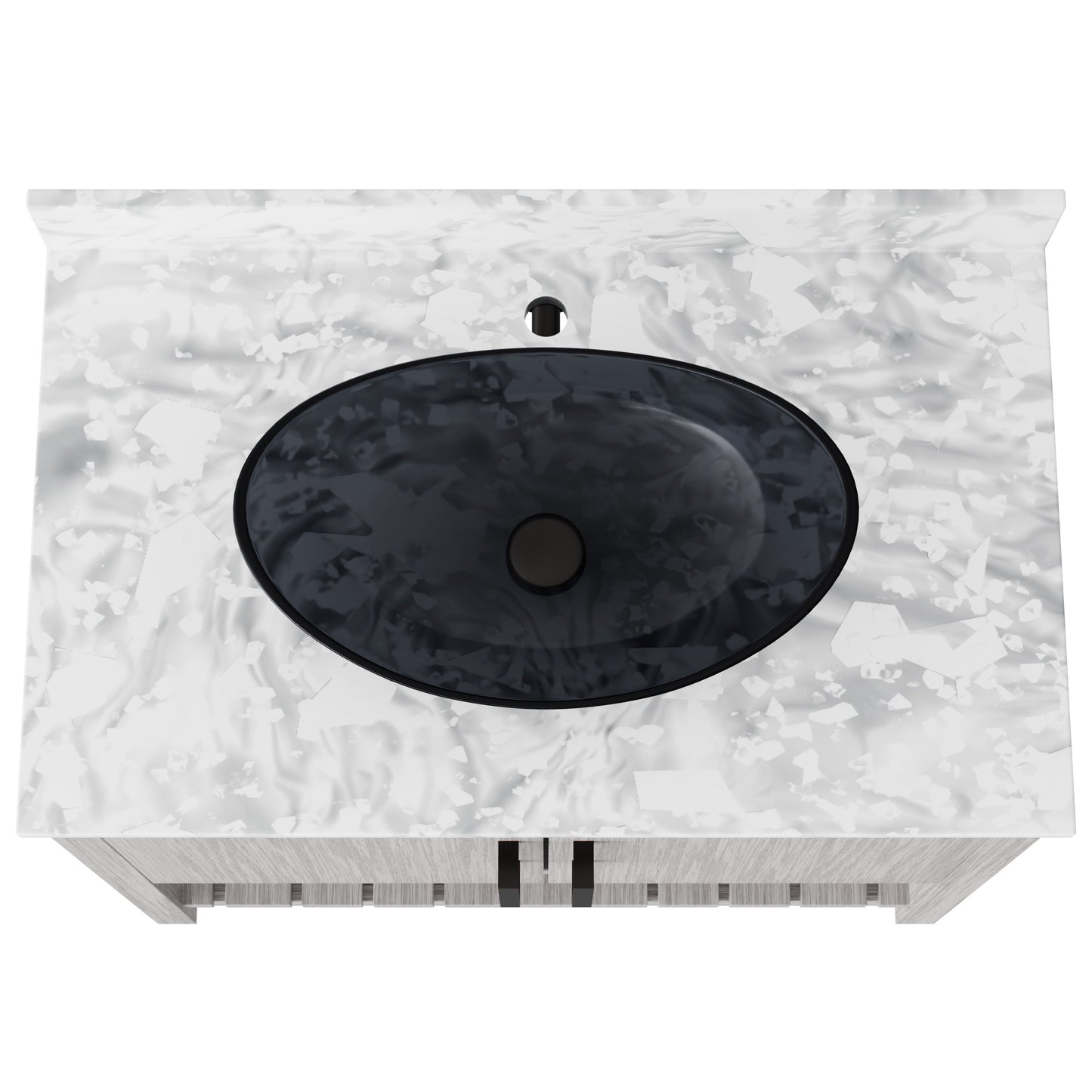 36-inch Novatto bath vanity with Carrara white marble countertop and integrated sink, featuring modern hardware.