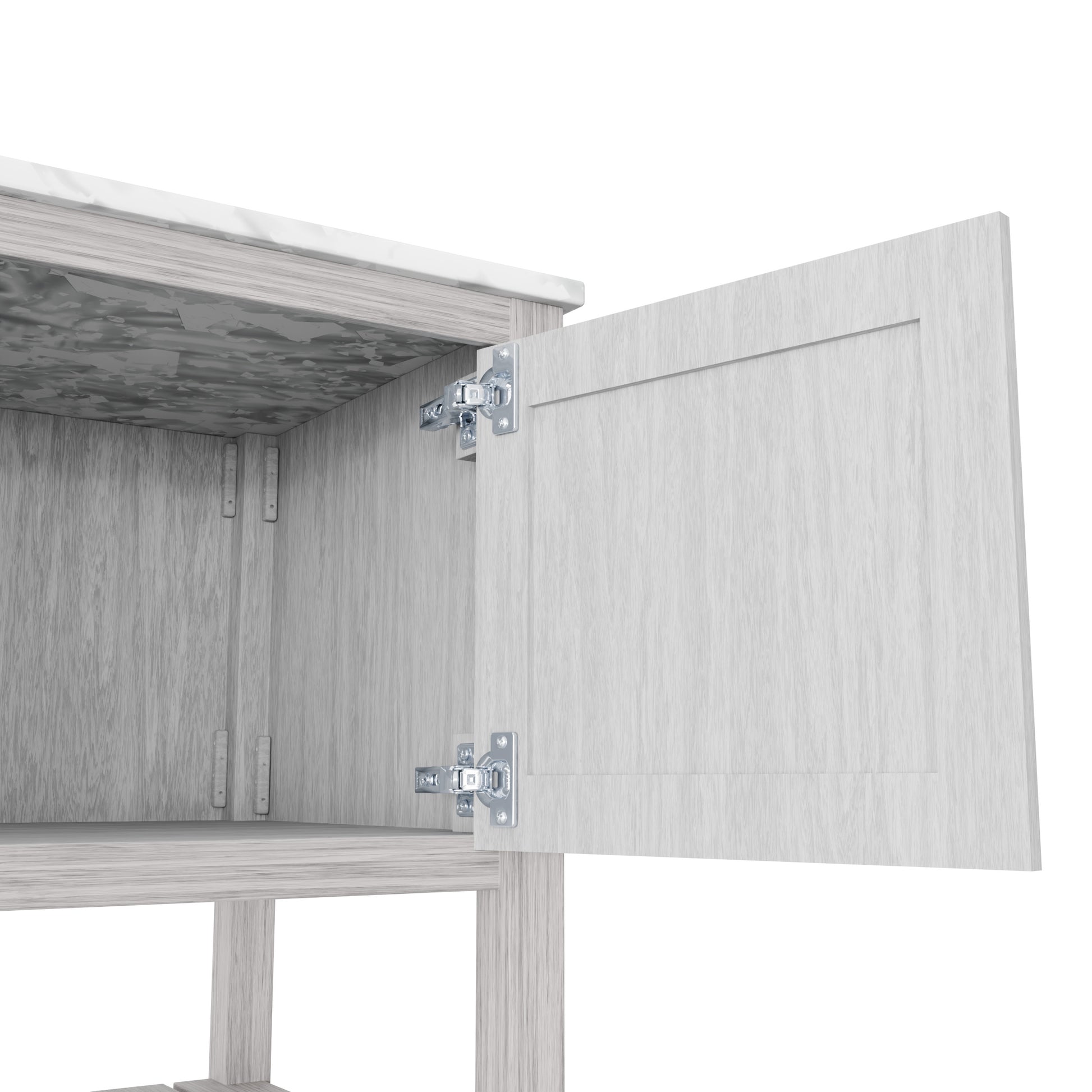 36-inch Novatto vanity with Carrara White marble countertop, showcasing the elegant bathroom accessory and sleek design.