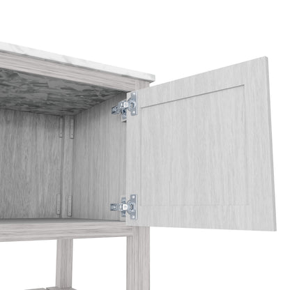 36-inch Novatto vanity with Carrara White marble countertop, showcasing the elegant bathroom accessory and sleek design.