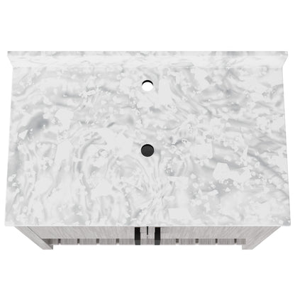 36-inch Novatto vanity with Carrara White marble countertop, modern bathroom accessory with sleek design and durable surface