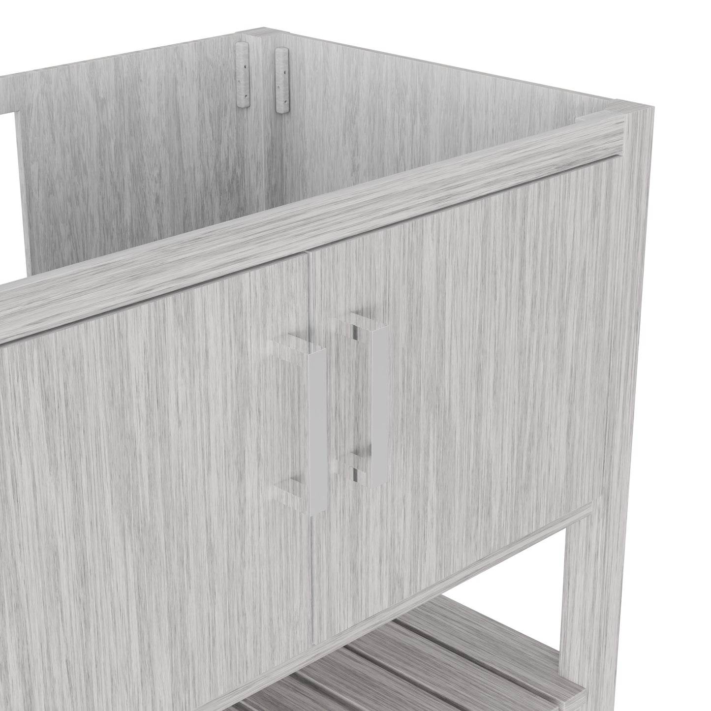 36-inch Storm Grey bath vanity by Novatto with sleek design and modern hardware, shown in a well-lit bathroom setting